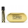 Зажигалка CLIPPER Кремниевая Металлическая Золото c черными полосками CM3S106
