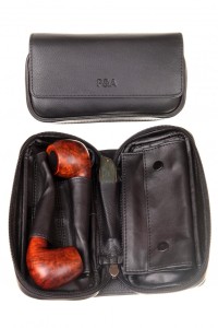 Сумка P&A для 2 трубок и табака, натуральная кожа, черная
