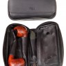 Сумка P&A для 2 трубок и табака, натуральная кожа, черная