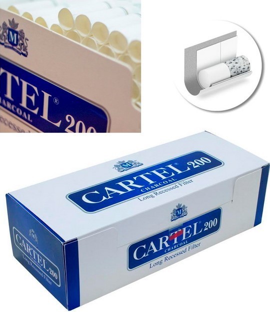 Гильзы сигаретные CARTEL Carbon Long Recessed 200