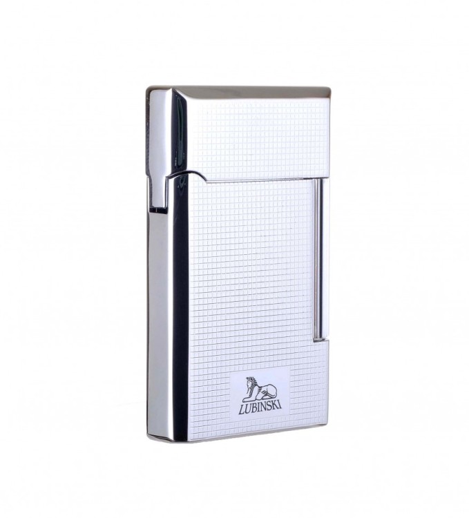 Зажигалка трубочная Lubinski Сполето, кремниевая, серебристая в квадратик