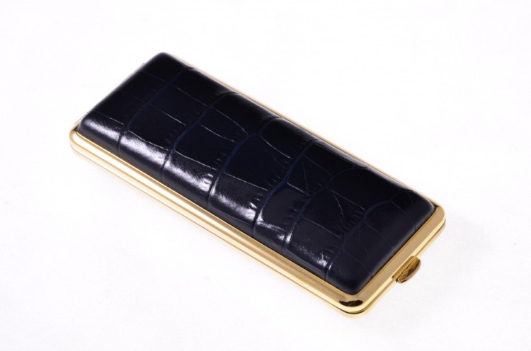 Портсигар Stoll на 14 сигарет, натуральная кожа, Крокодил