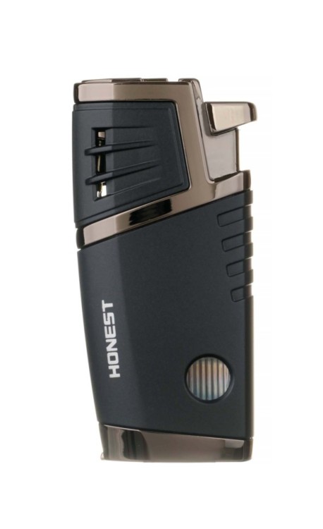 Зажигалка сигарная Honest, двойное пламя, с пробойником, чёрная