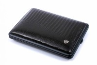 Портсигар Stoll на 20 сигарет, натуральная кожа, Черная ящерица