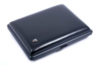 Портсигар Stoll на 12 сигарилл или сигар, натуральная кожа, Черный