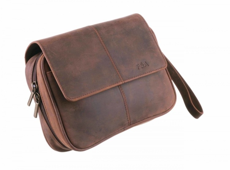 Сумка P&A для 4 трубок и табака, натуральная буйволиная кожа, подарочная упаковка