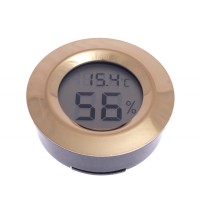 Термо-Гигрометр цифровой круглый, золото