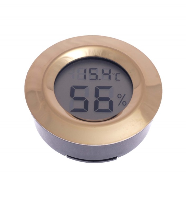 Термо-Гигрометр цифровой круглый, золото