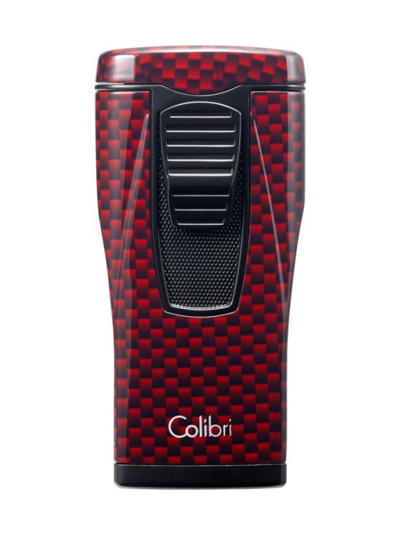 Зажигалка сигарная Colibri Monaco, тройное пламя, красный карбон