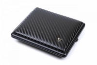 Портсигар Stoll на 26 сигарет, натуральная кожа, Карбон