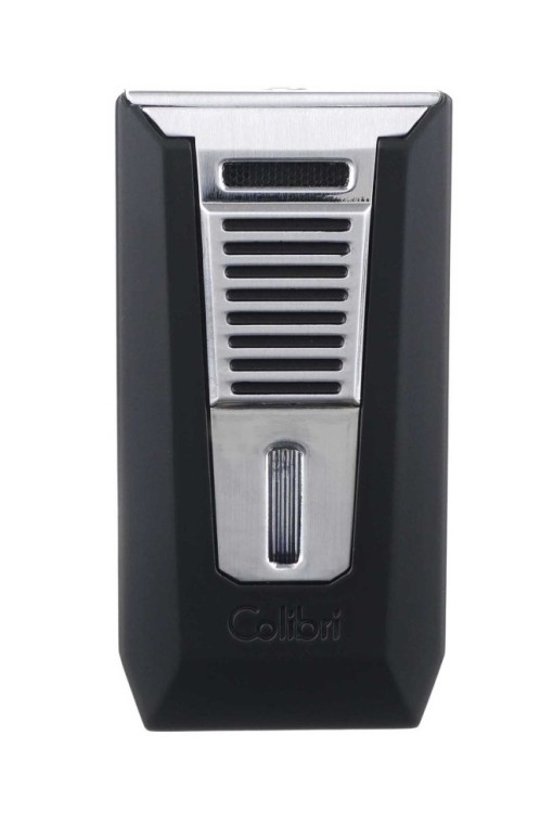 Зажигалка сигарная Colibri Slide двойное пламя, черная-хром