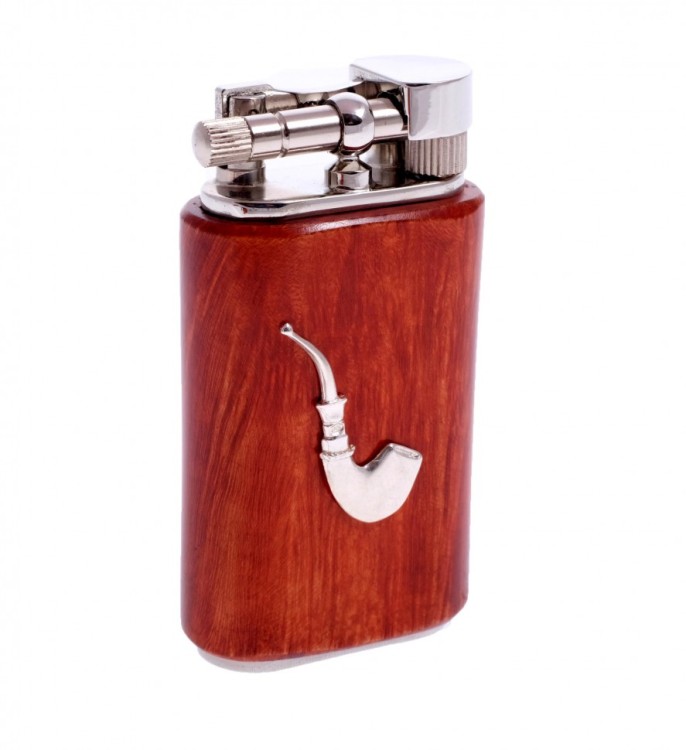 Зажигалка трубочная Mastro de Paja, серебро и бриар