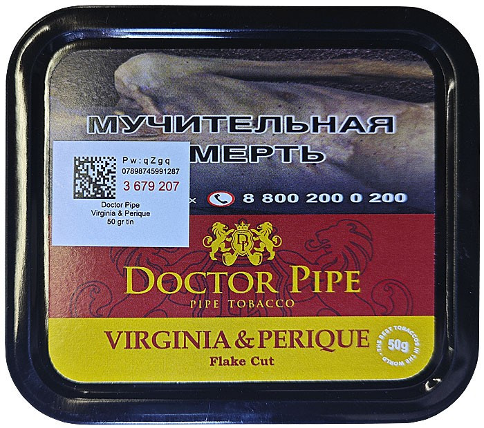 Трубочный табак Doctor Pipe Virginia & Perique Flake Cut 50 гр банка