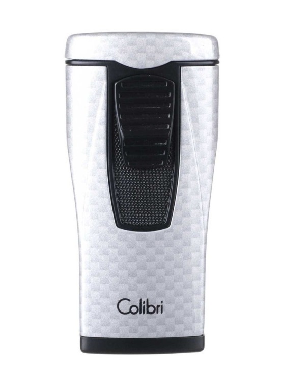 Зажигалка сигарная Colibri Monaco тройное пламя, серебристый карбон